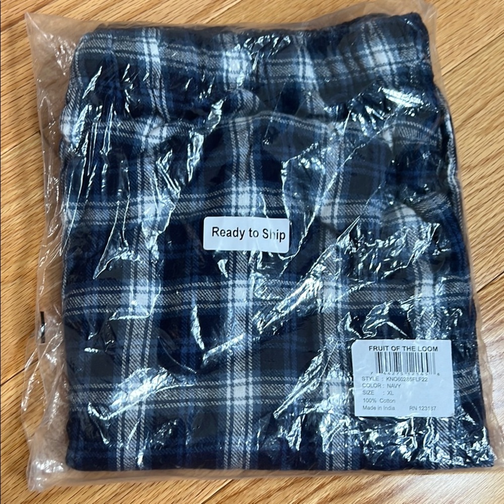 Fruit of the Loom Black and White Plaid Lounge Pants